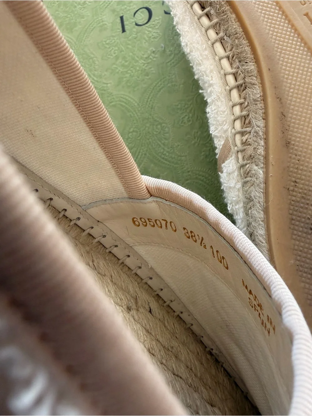 Gucci Cream Terrycloth Espadrille 38.5